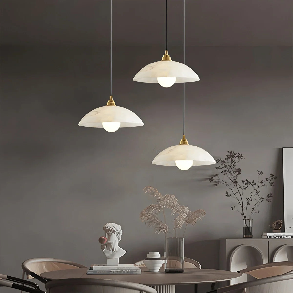 Feyran Dome Spanish Alabaster Pendant Light for Dining Room