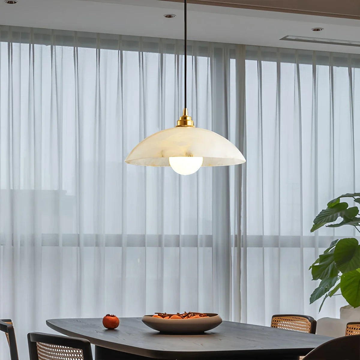 Feyran Dome Spanish Alabaster Pendant Light for Dining Room