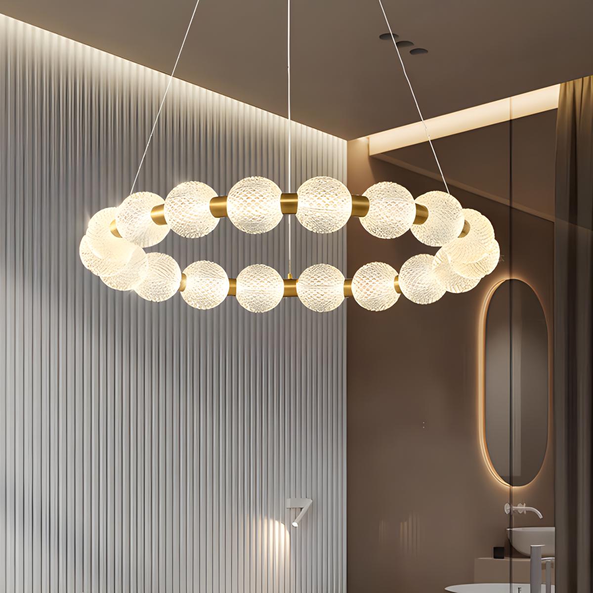 Feyran Modern Ring Pearl Chandelier for Living Room