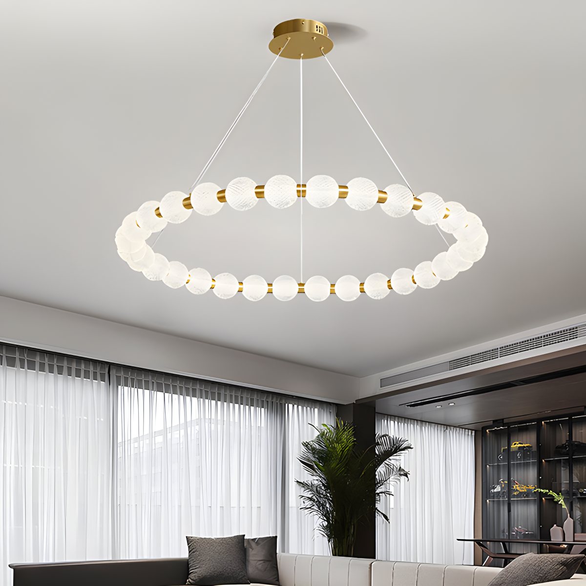 Feyran Modern Ring Pearl Chandelier for Living Room