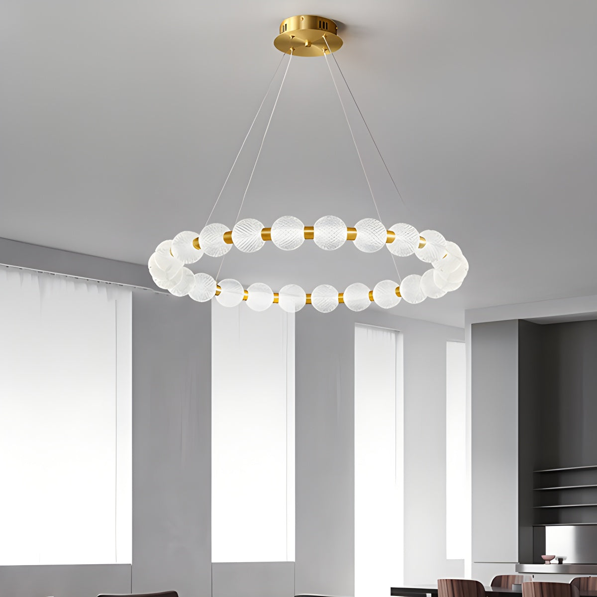 Feyran Modern Ring Pearl Chandelier for Living Room