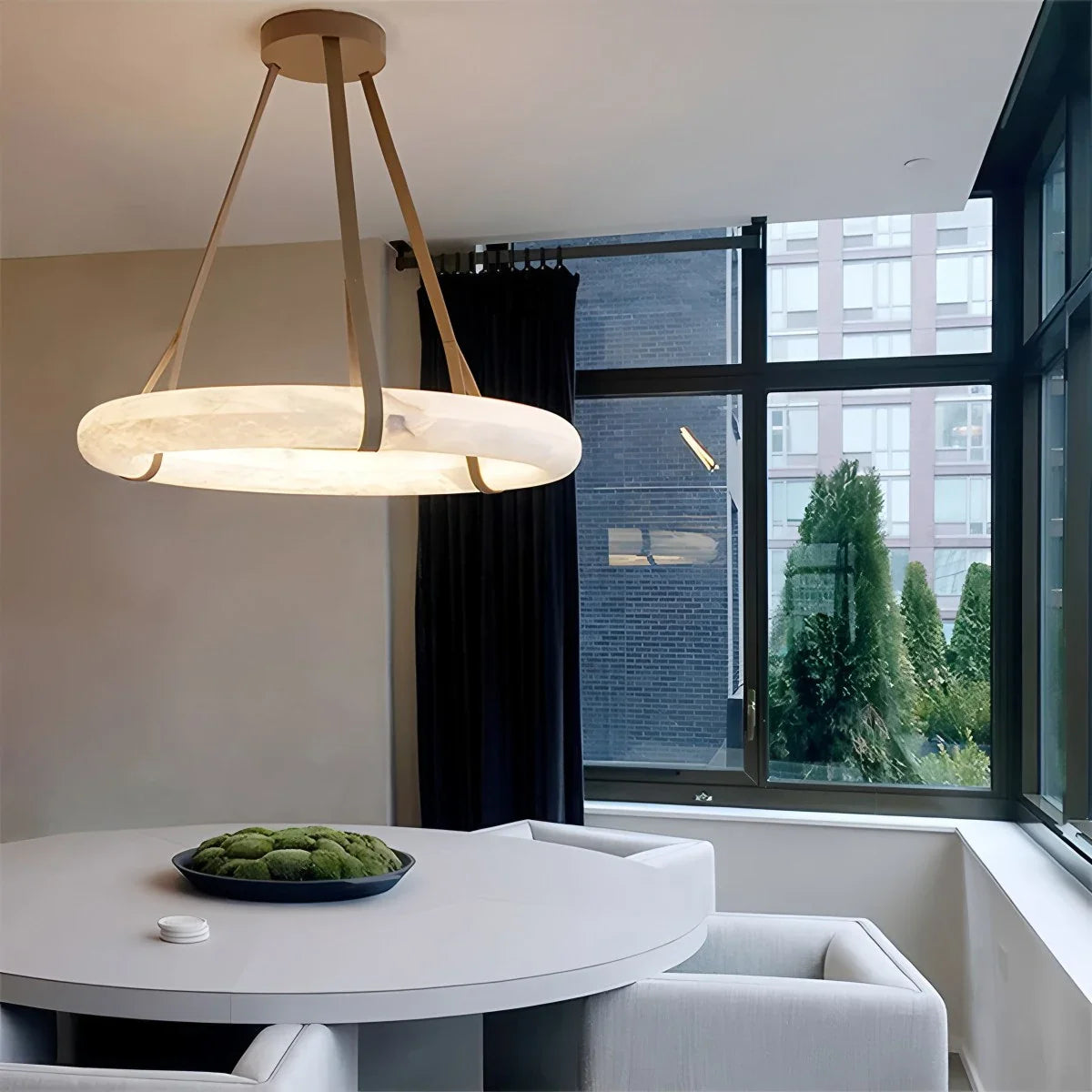 Feyran Simple Ring Spanish Alabaster Pendant Light for Living Room