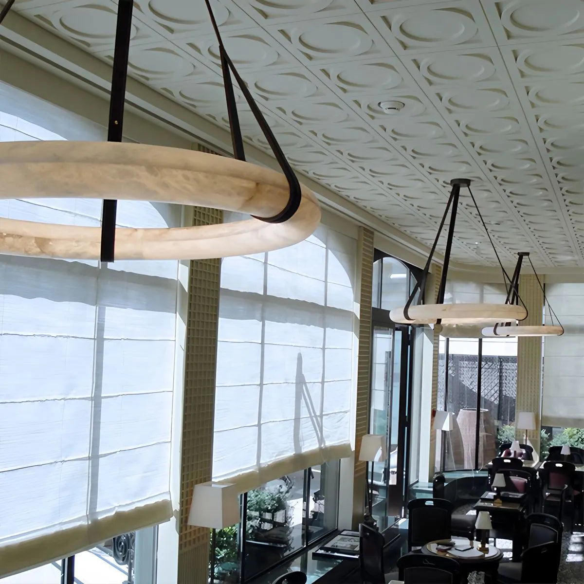 Feyran Simple Ring Spanish Alabaster Pendant Light for Living Room