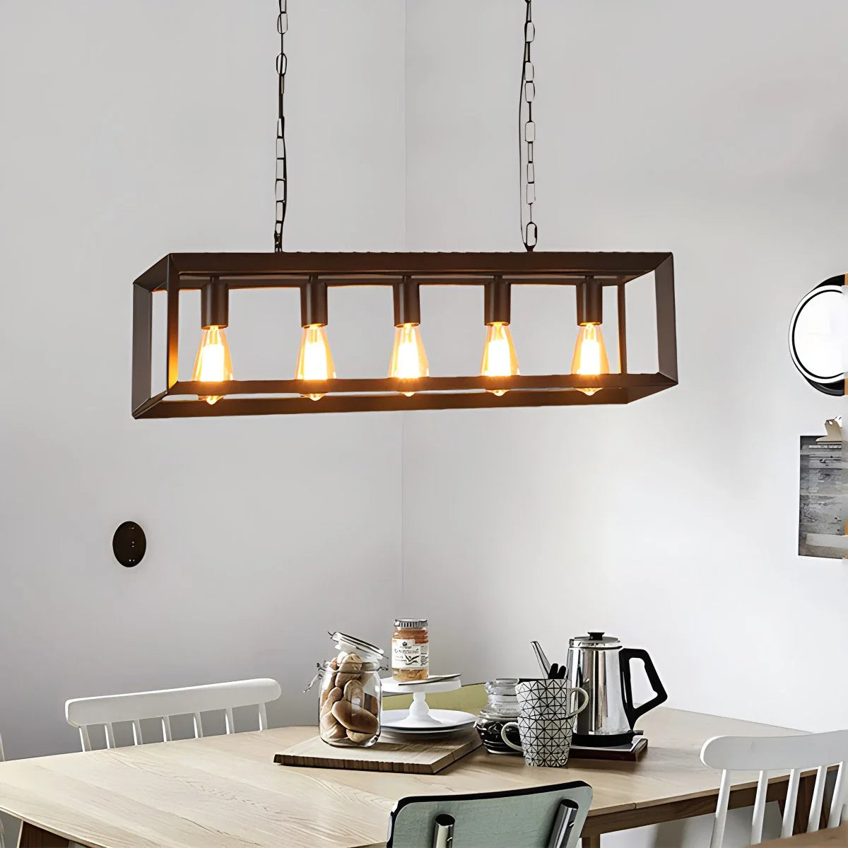 Feyran Rectangular Brass Pendant Lights for Dining Room