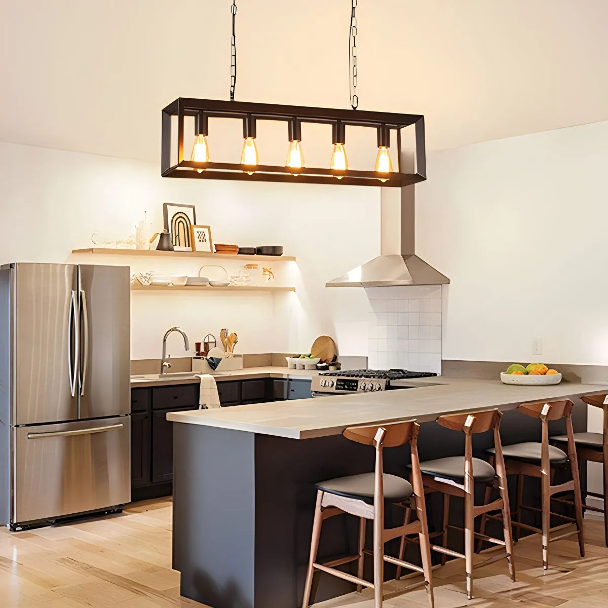 Feyran Rectangular Brass Pendant Lights for Dining Room
