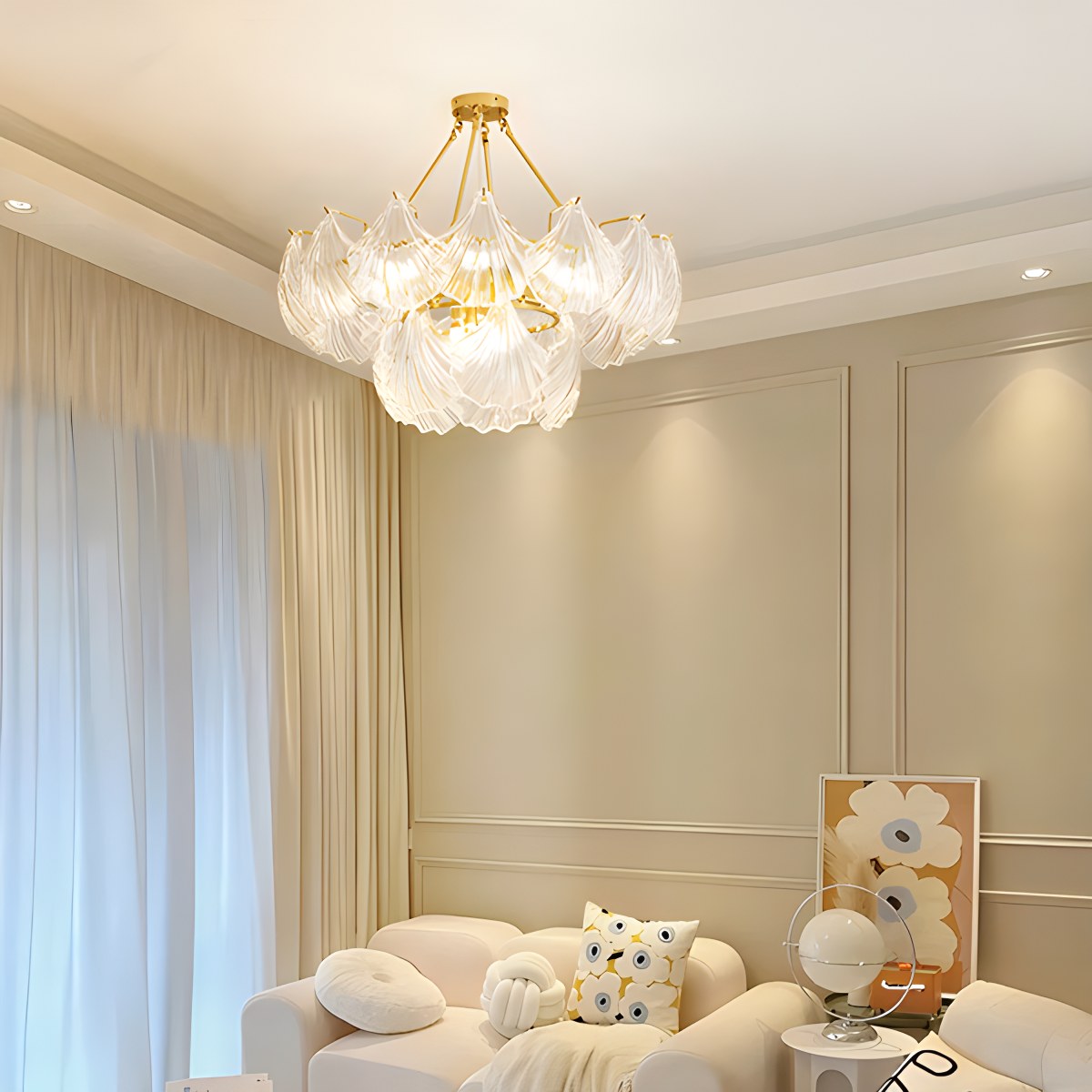 Feyran Vintage Rowan Glass Shell Chandelier