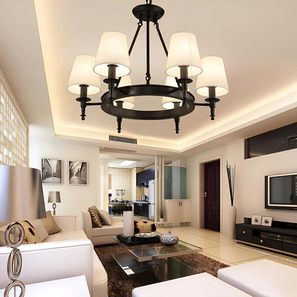 Feyran Vintage Ring Metal Fabric Chandelier