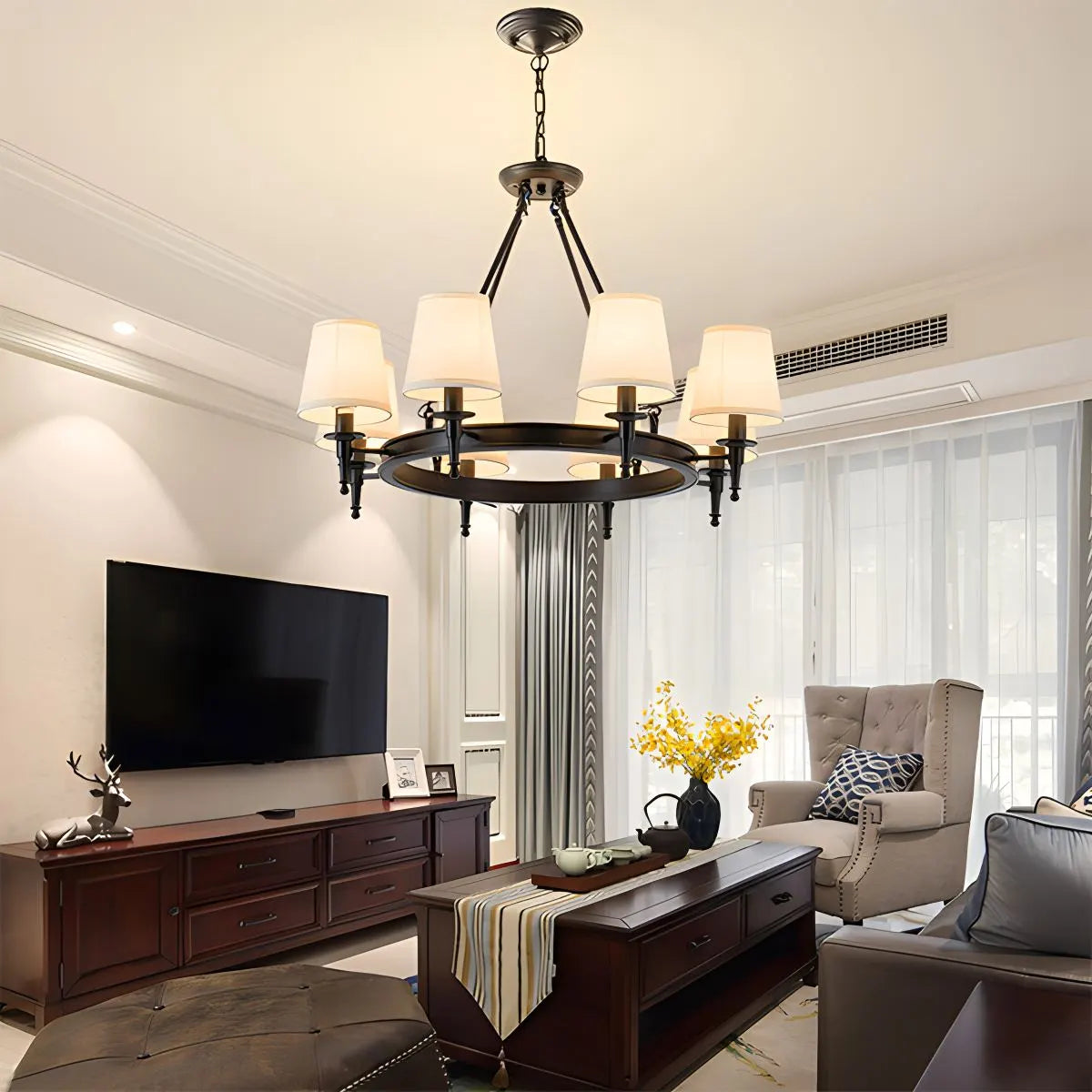 Feyran Vintage Ring Metal Fabric Chandelier