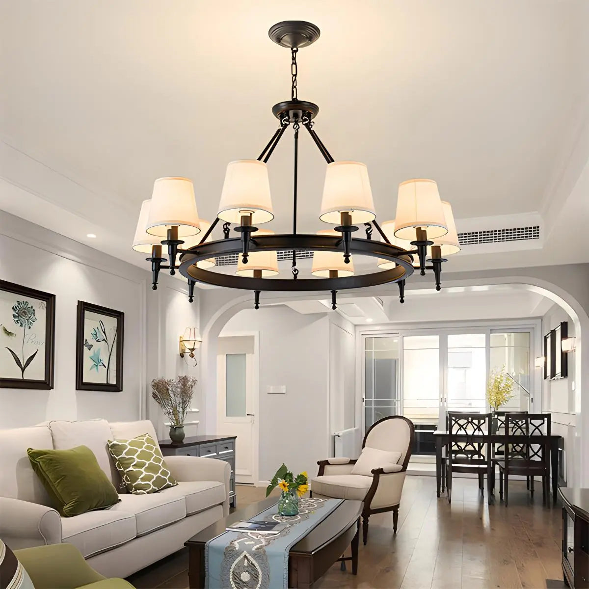 Feyran Vintage Ring Metal Fabric Chandelier