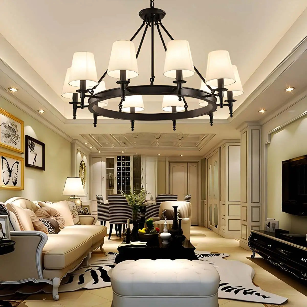 Feyran Vintage Ring Metal Fabric Chandelier