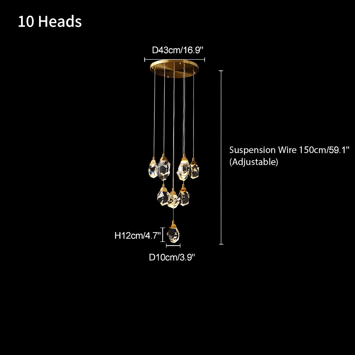 Feyran Rock Crystal Rain Chandelier for Living Room