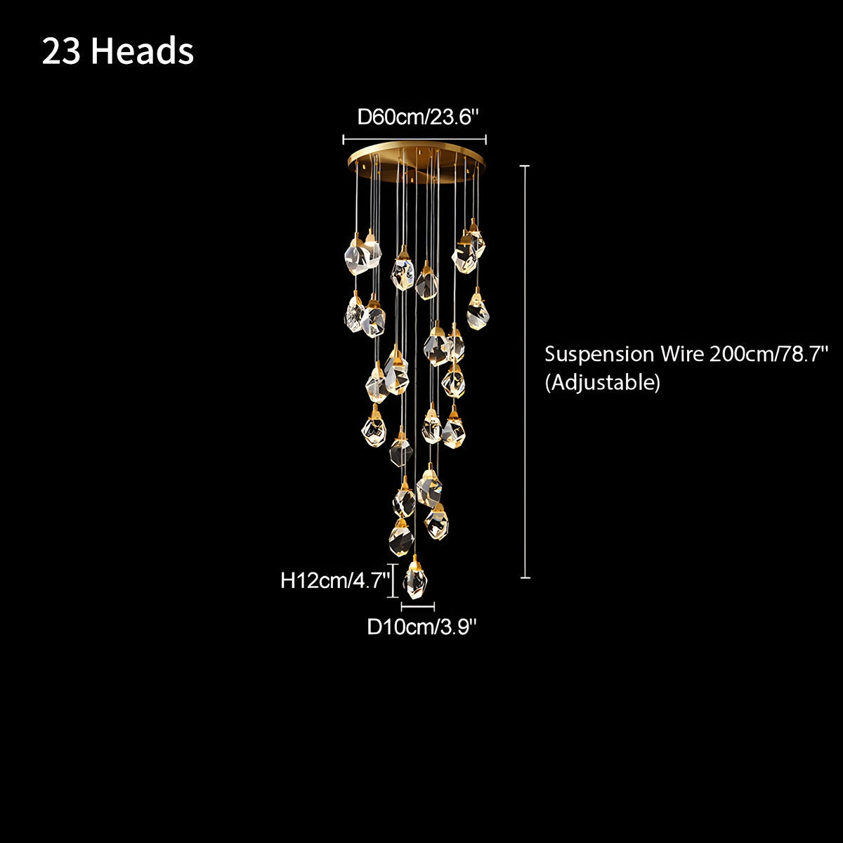 Feyran Rock Crystal Rain Chandelier for Living Room