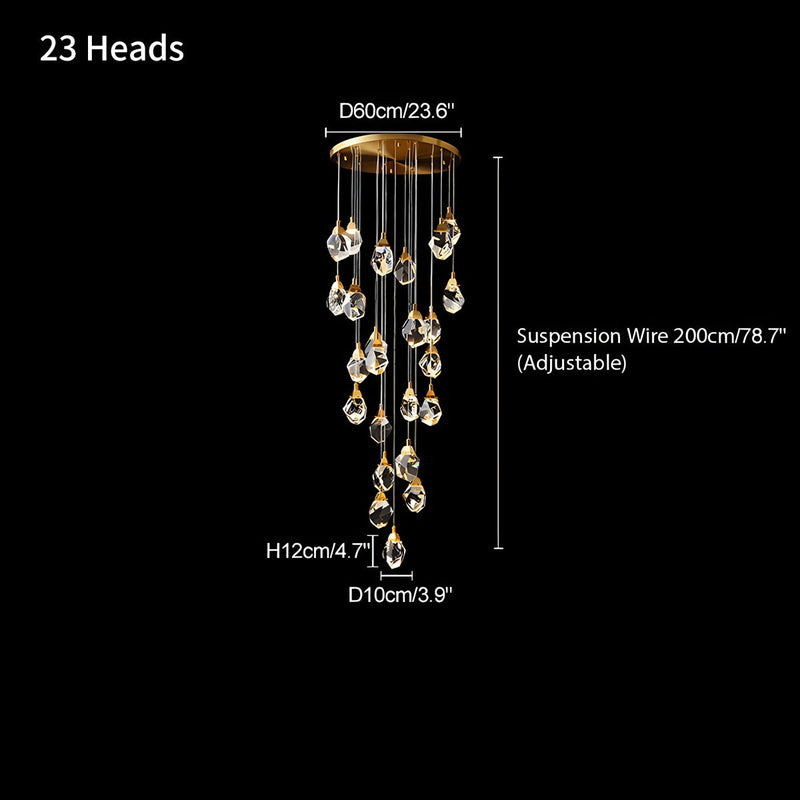 Feyran Rock Crystal Rain Chandelier for Living Room