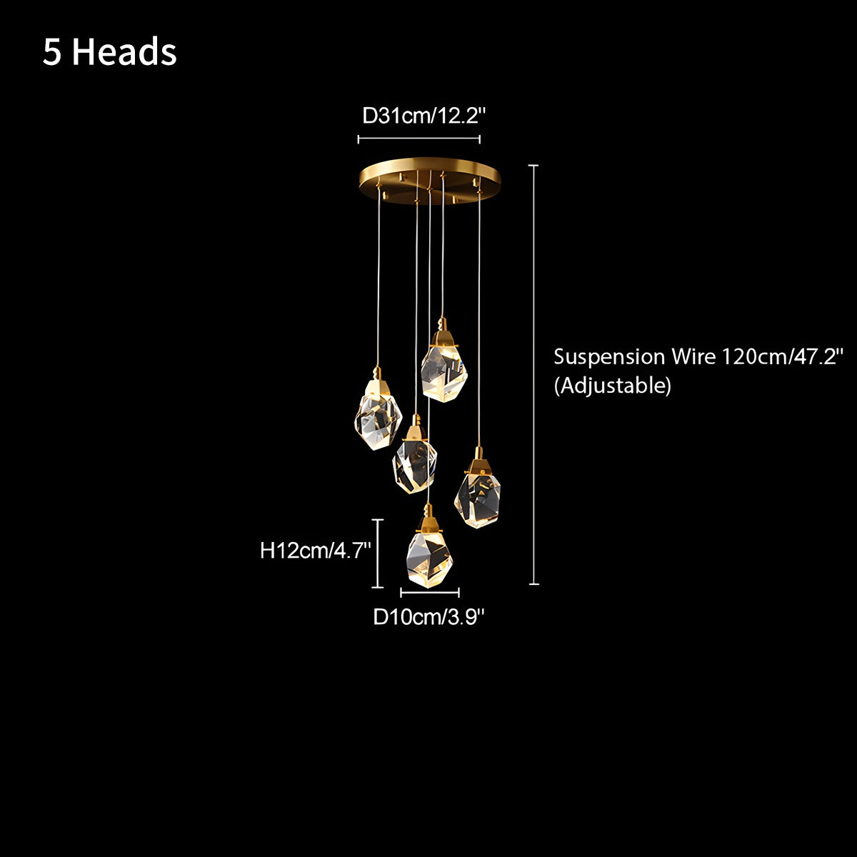 Feyran Rock Crystal Rain Chandelier for Living Room