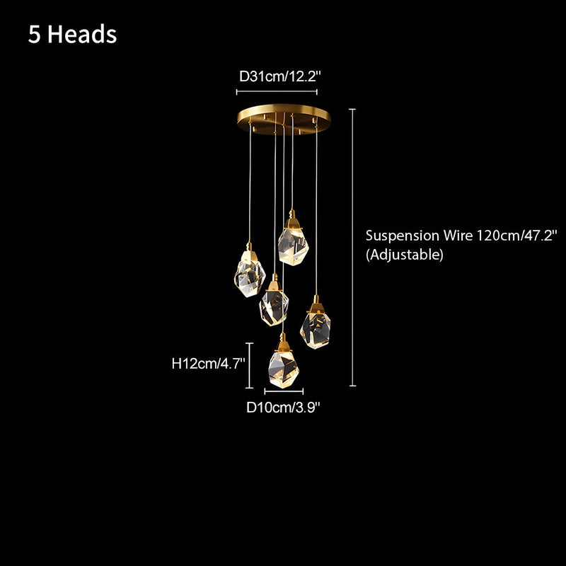 Feyran Rock Crystal Rain Chandelier for Living Room