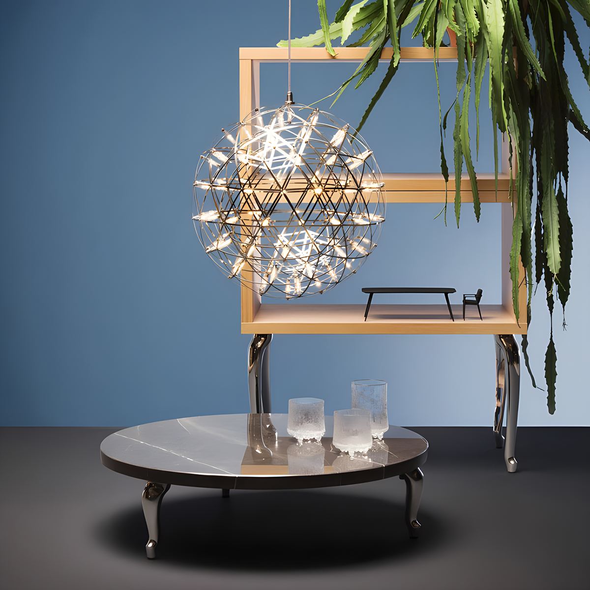 Feyran Silver Fire Ball Pendant Light for Dining Room