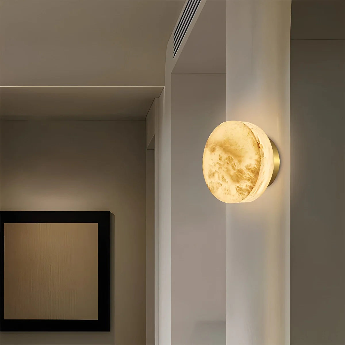 Feyran Simple Round Spanish Alabaster Wall Light for Hallway