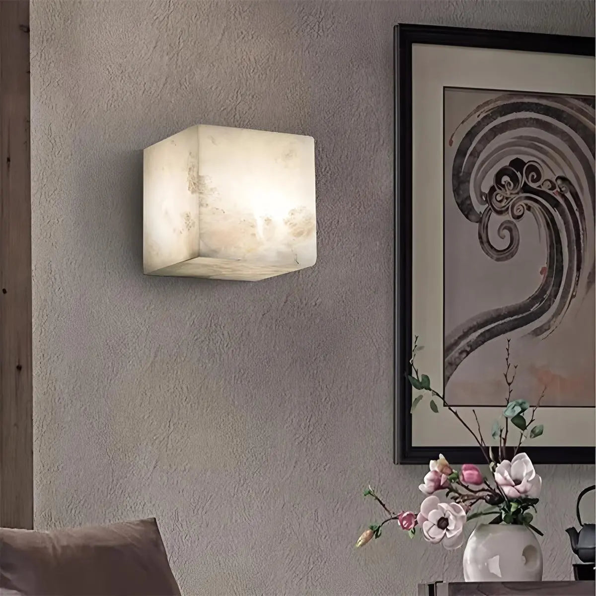 Feyran Simple Square Spanish Alabaster Wall Lamp for Living Room