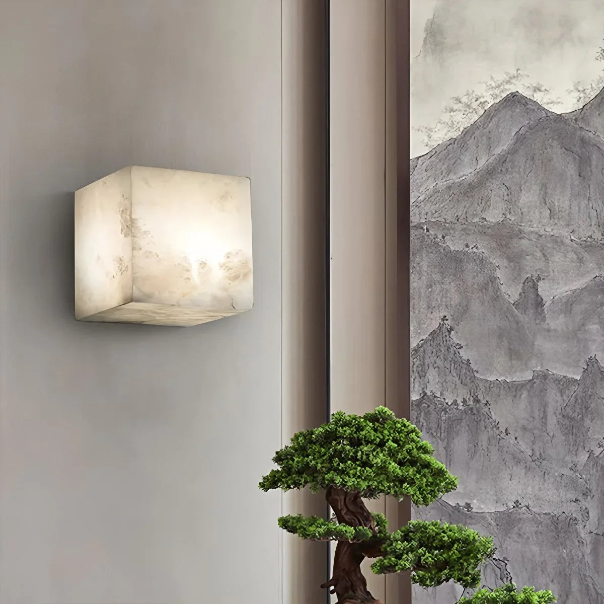 Feyran Simple Square Spanish Alabaster Wall Lamp for Living Room