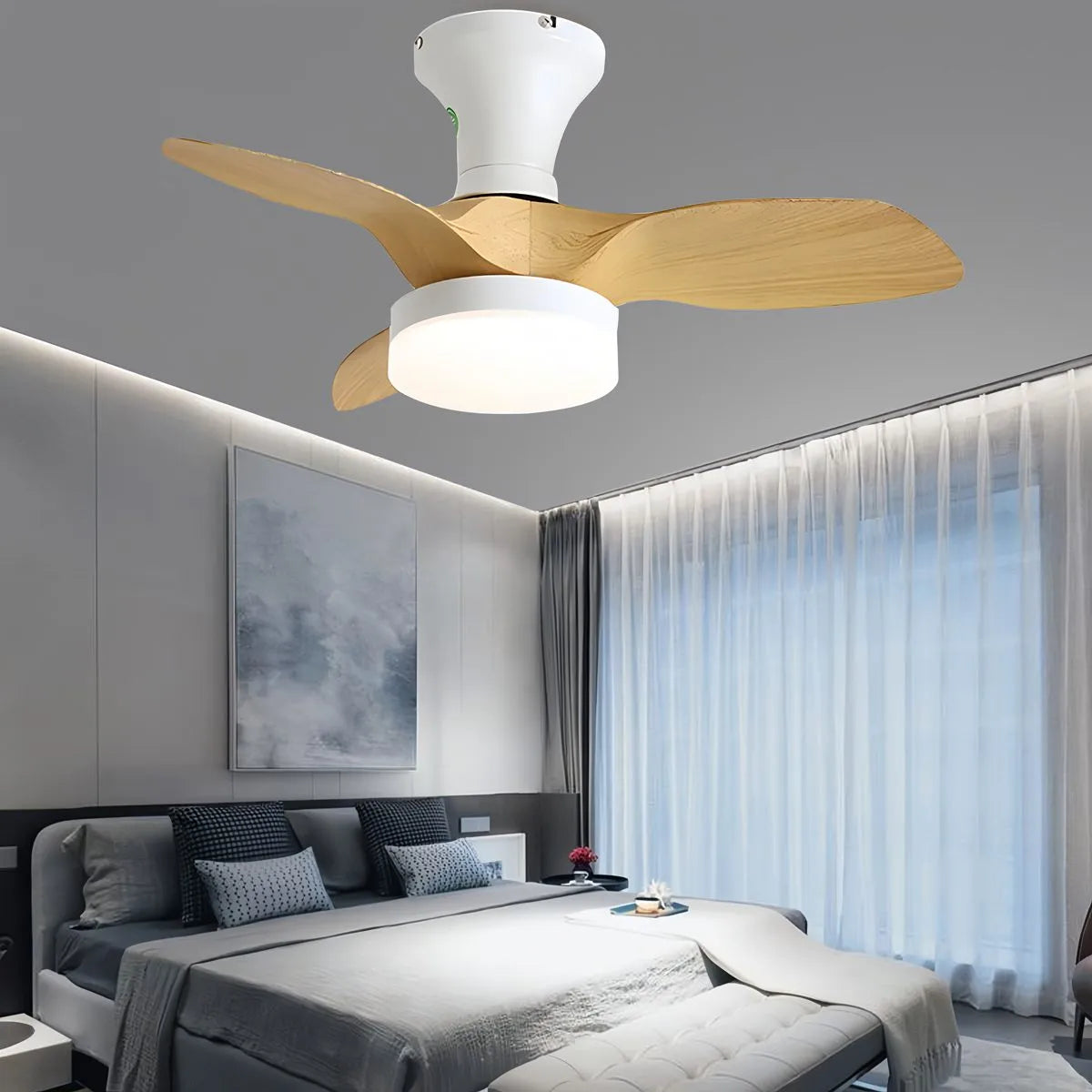 Feyran Small Propeller Ceiling Fan With Light