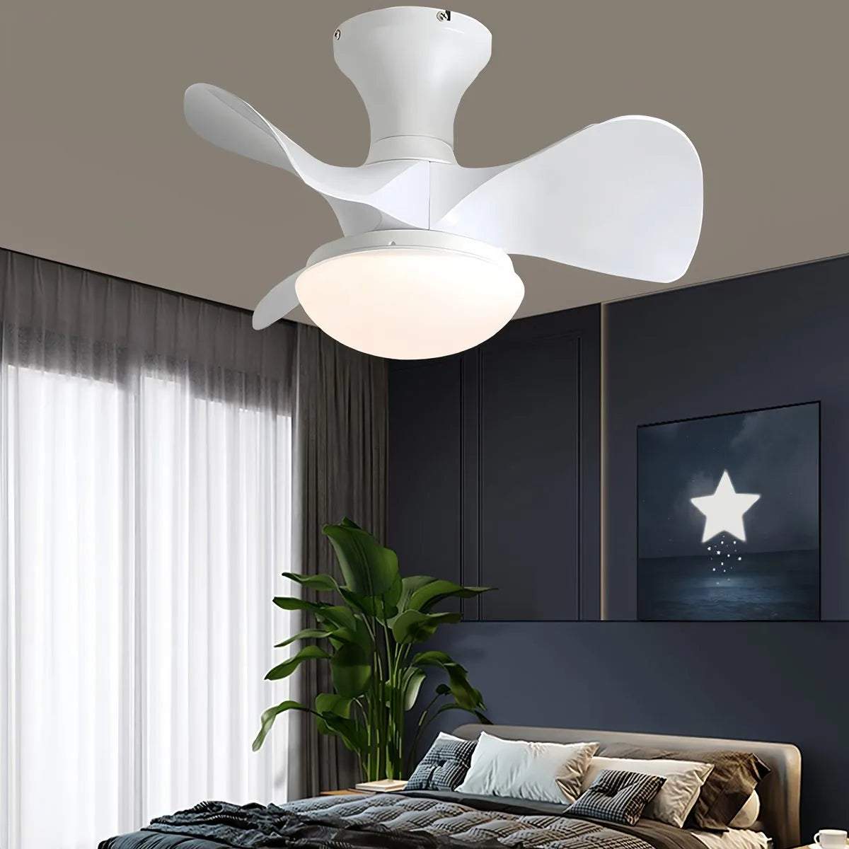 Feyran Small Propeller Ceiling Fan With Light