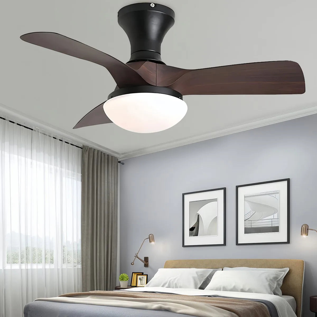 Feyran Small Propeller Ceiling Fan With Light