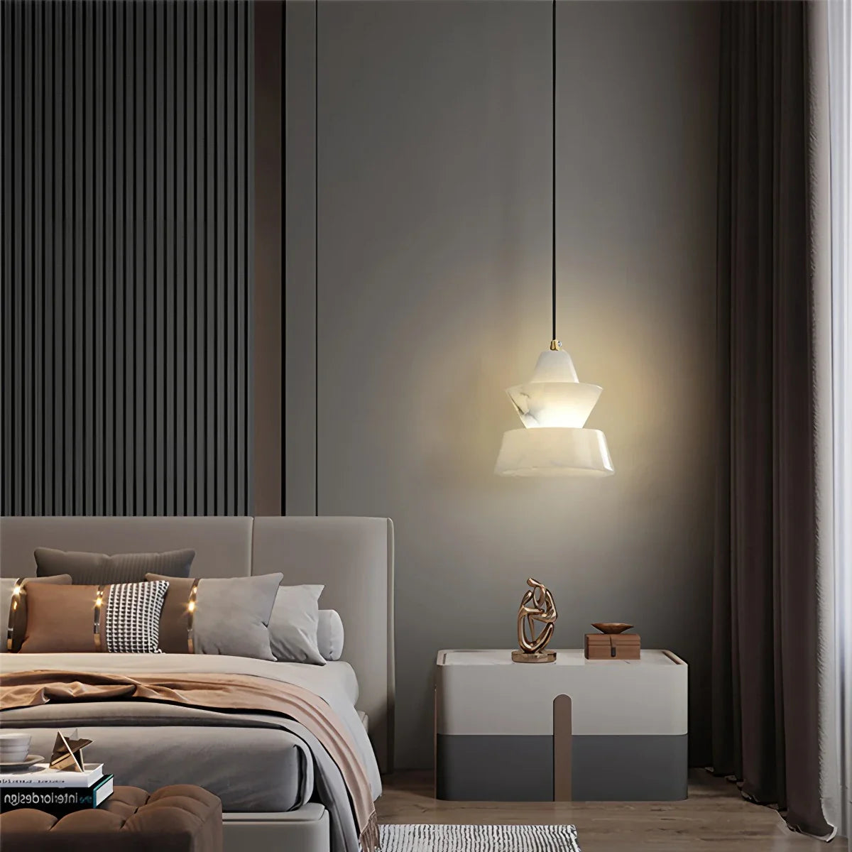 Feyran Spanish Alabaster Pendant Light Bedside Lamp