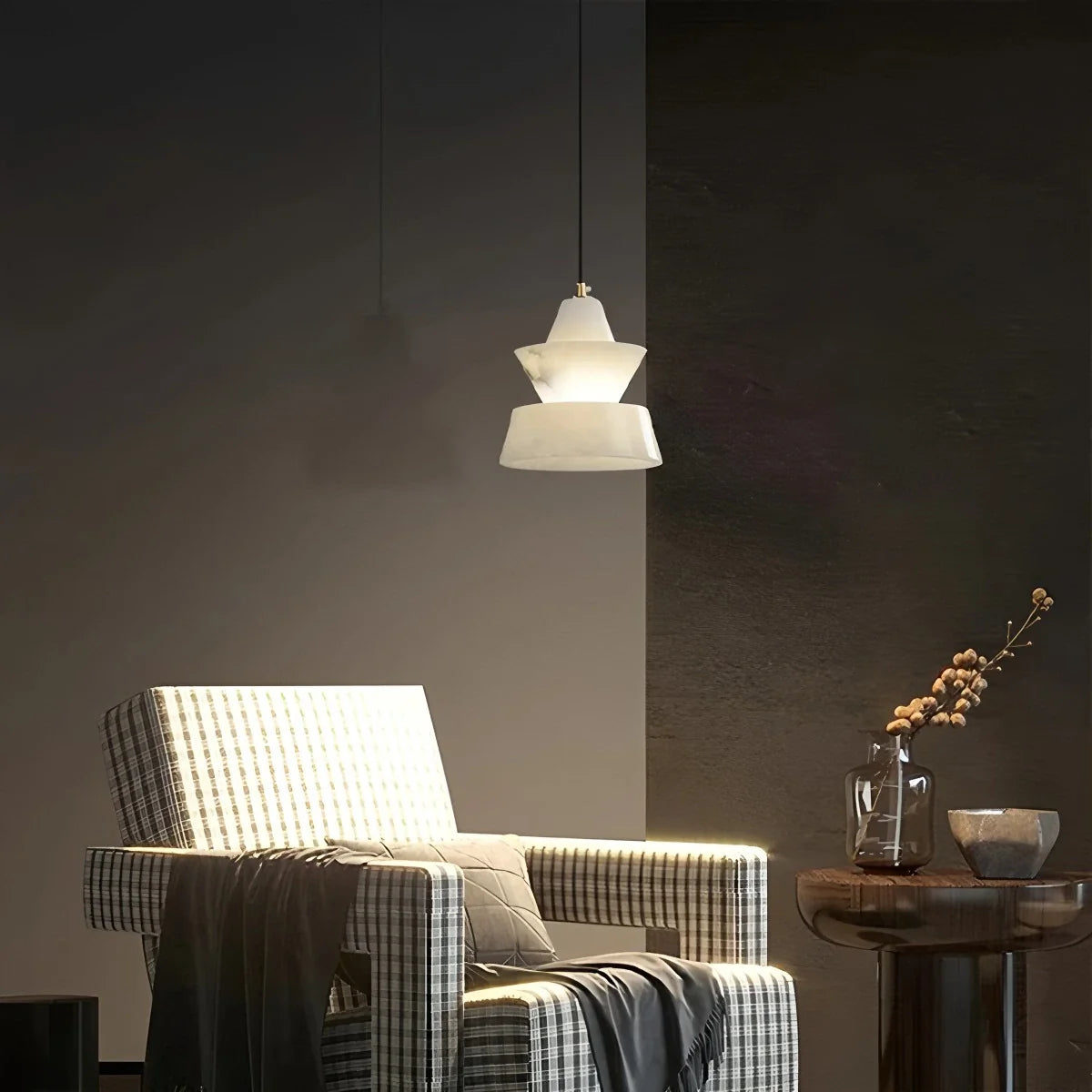 Feyran Spanish Alabaster Pendant Light Bedside Lamp