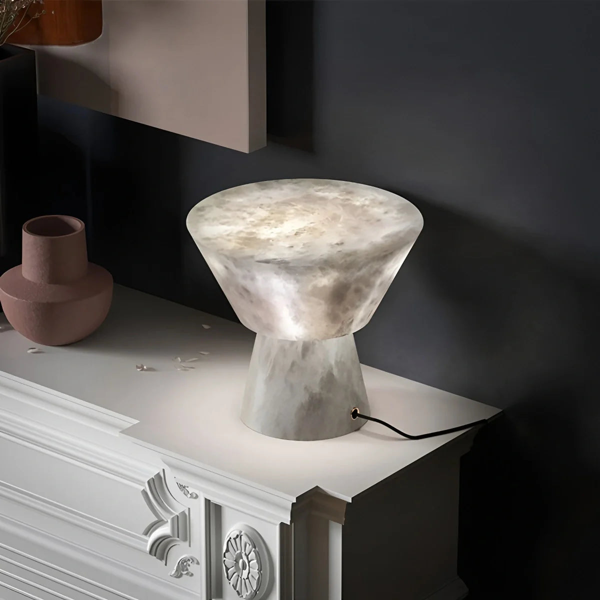 Feyran Spanish Spanish Alabaster Mushroom Head Table Lamp