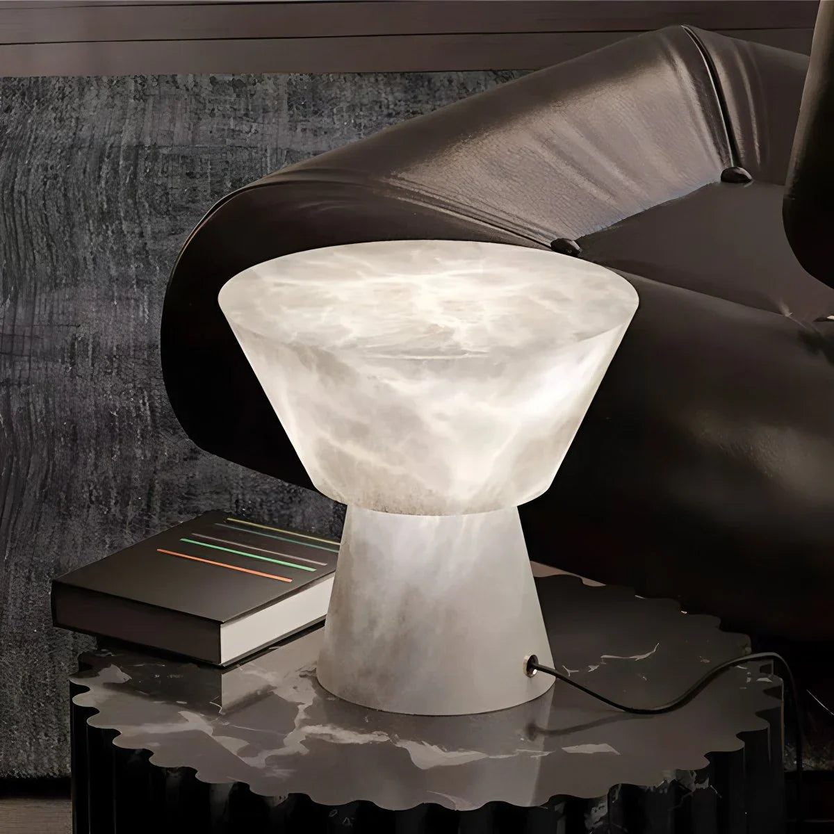 Feyran Spanish Spanish Alabaster Mushroom Head Table Lamp