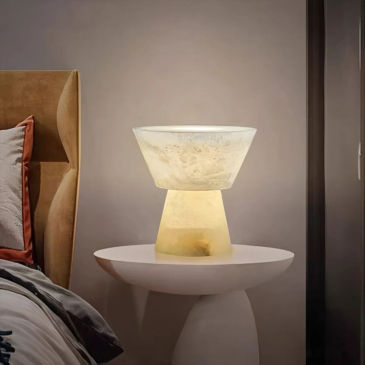 Feyran Spanish Spanish Alabaster Mushroom Head Table Lamp