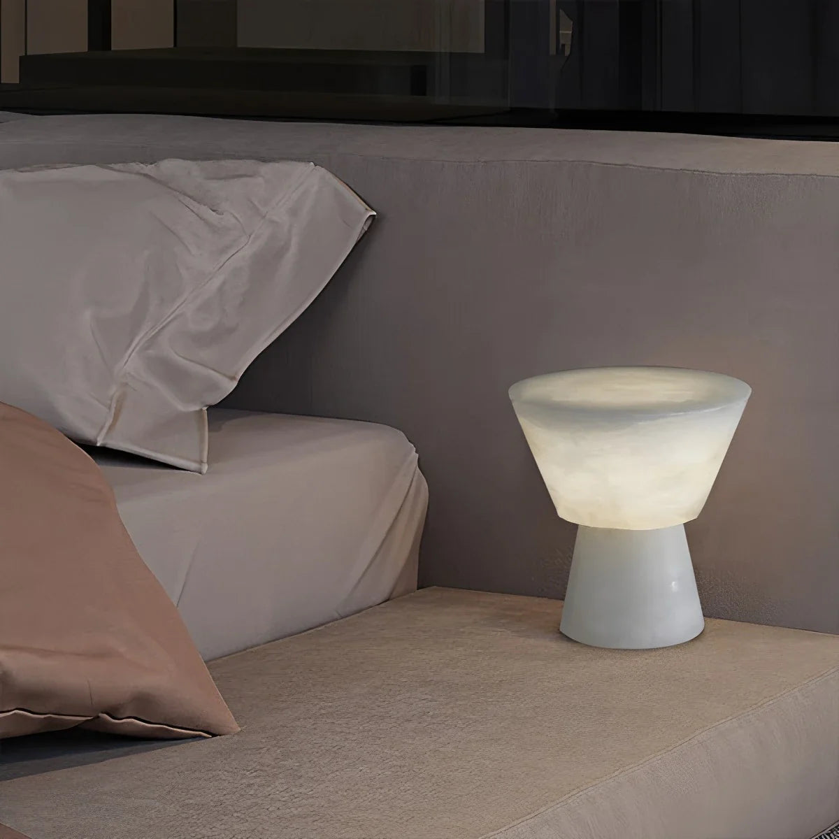 Feyran Spanish Spanish Alabaster Mushroom Head Table Lamp