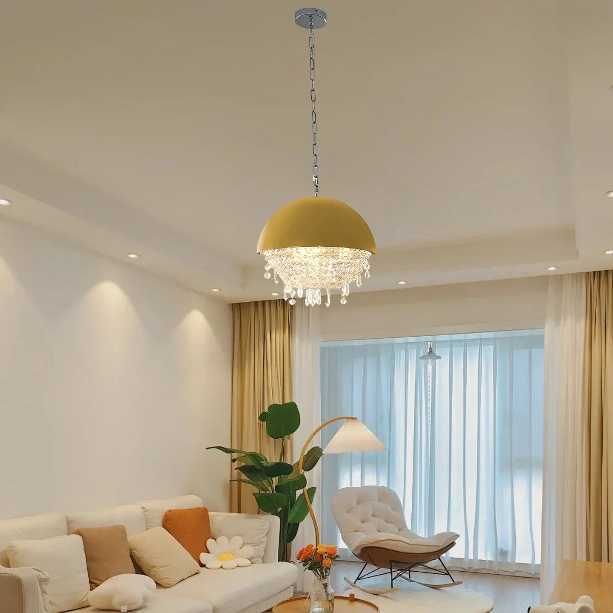 Feyran Spherical Crystal Chandelier Globe Pendant Light