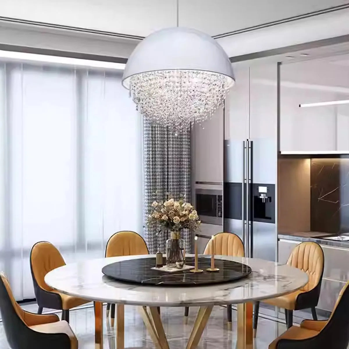 Feyran Spherical Crystal Chandelier Globe Pendant Light