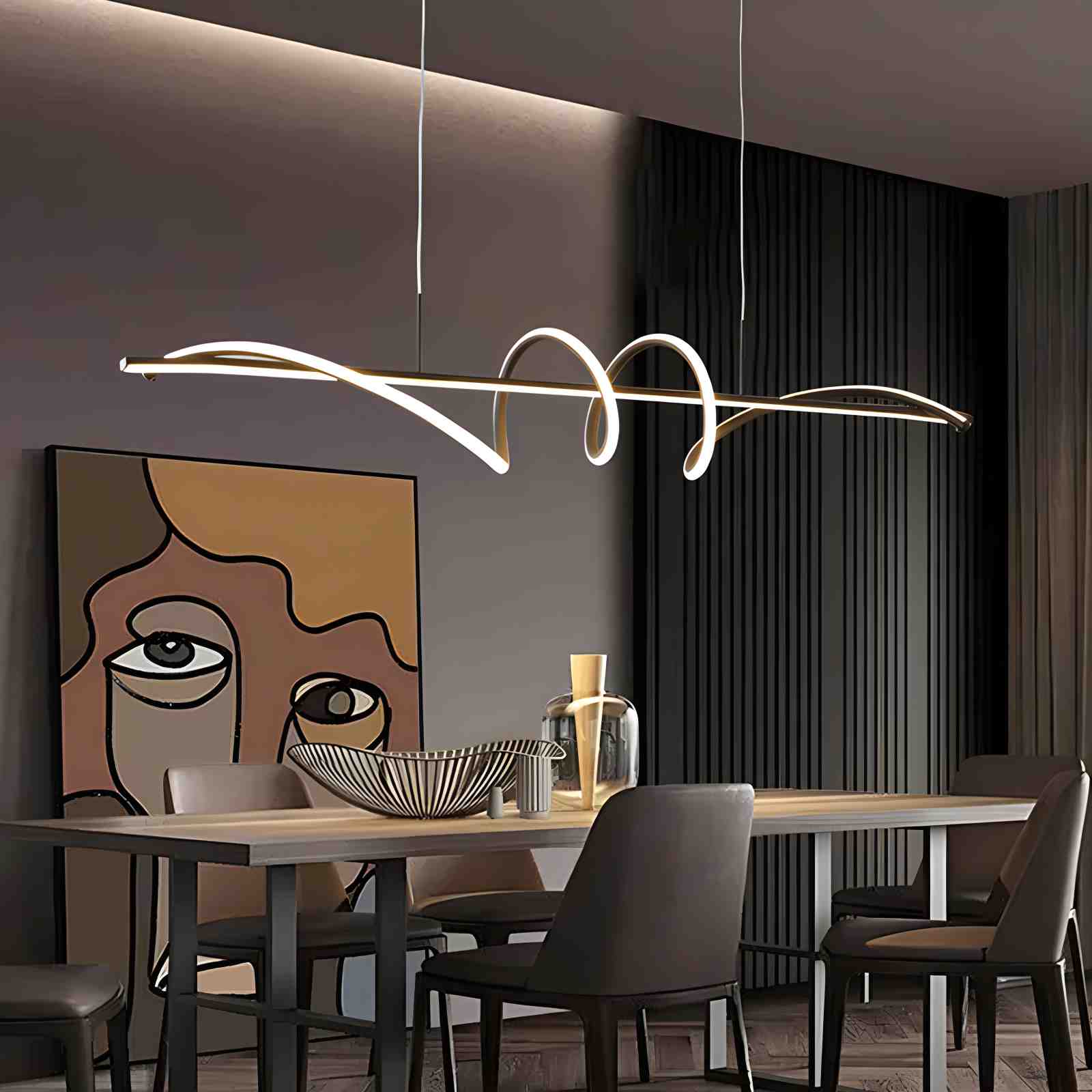 Feyran Wave Linear Chandelier for Dining Room