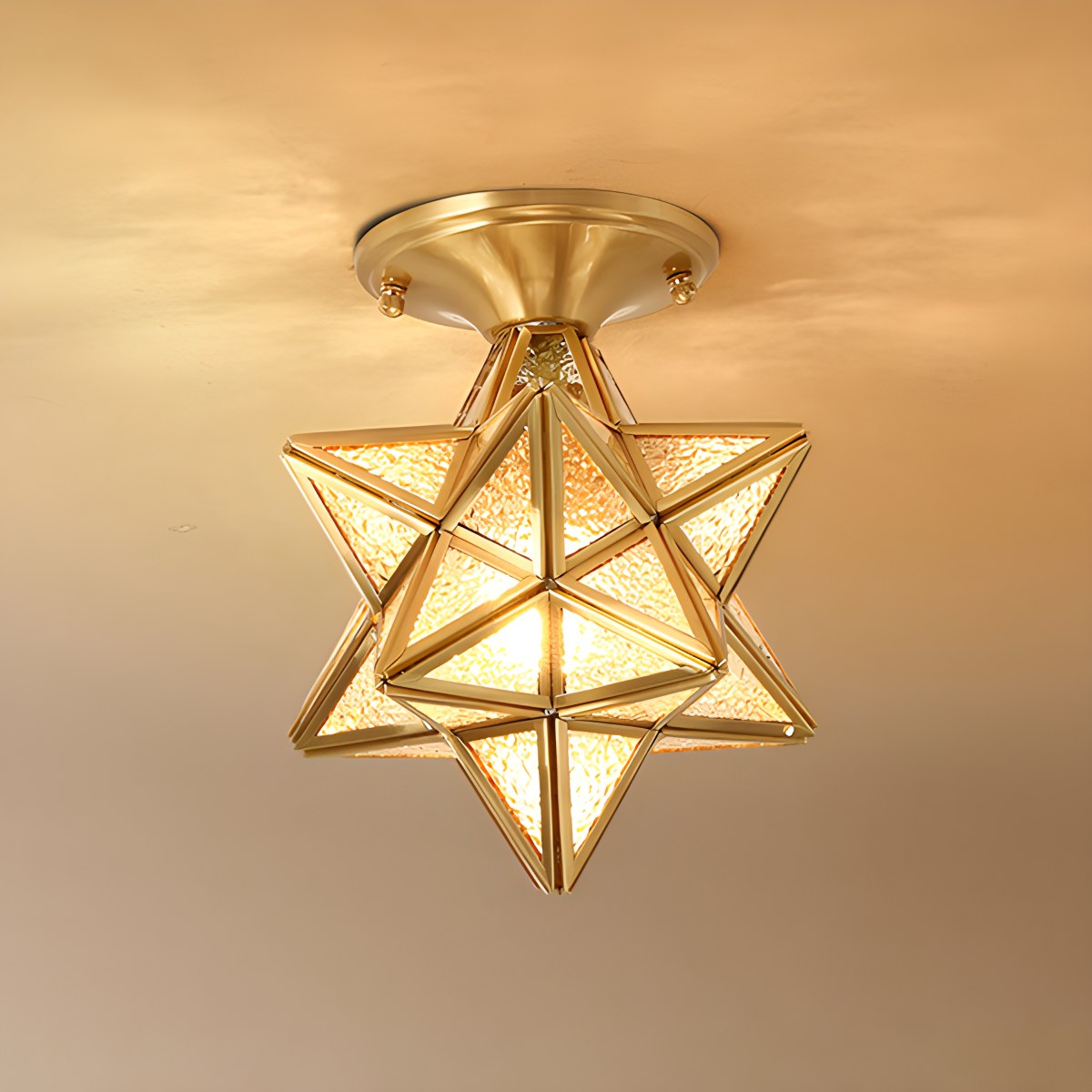 Feyran European Style Copper Glass Ceiling Lamp-A