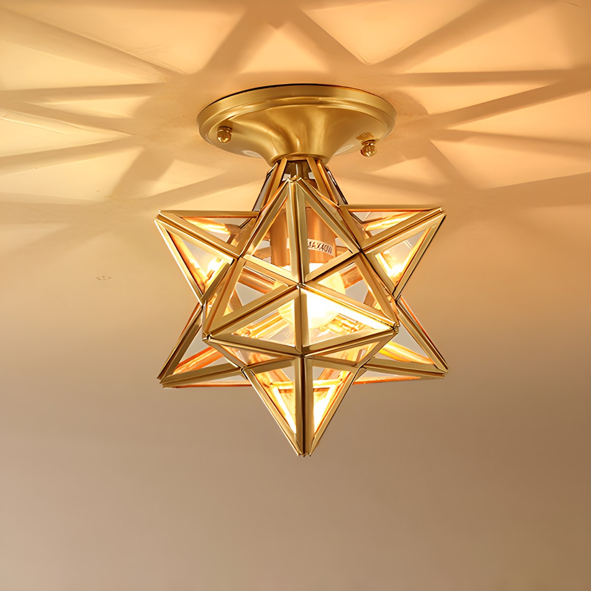 Feyran European Style Copper Glass Ceiling Lamp-A