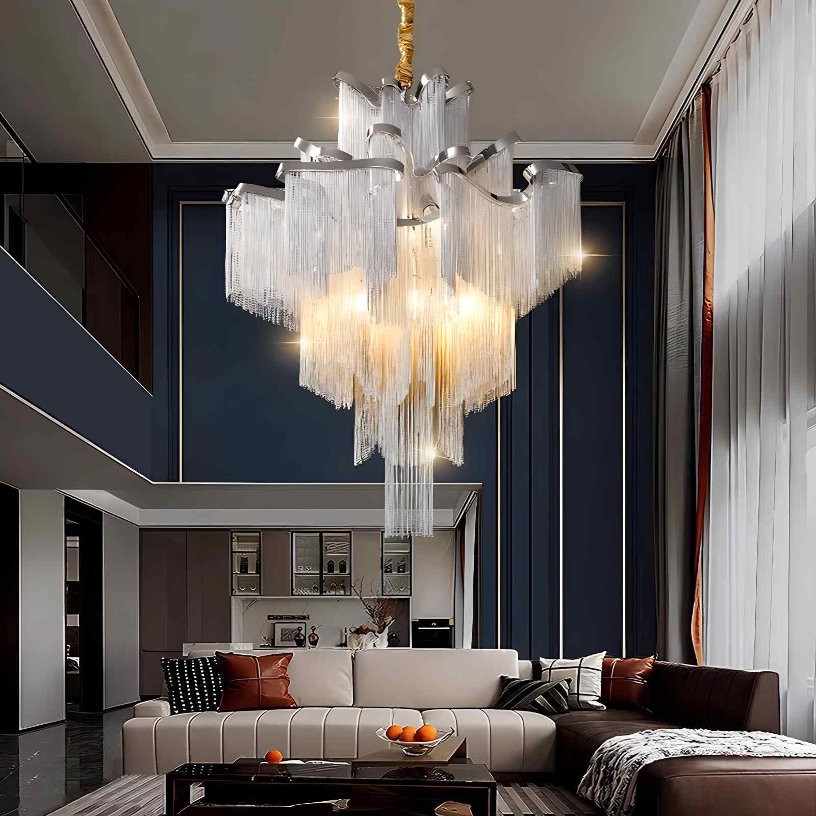 Feyran Aluminum Tassel LED Ceiling Chandelier