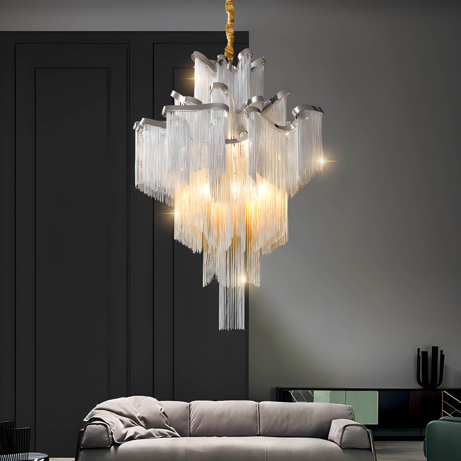Feyran Aluminum Tassel LED Ceiling Chandelier