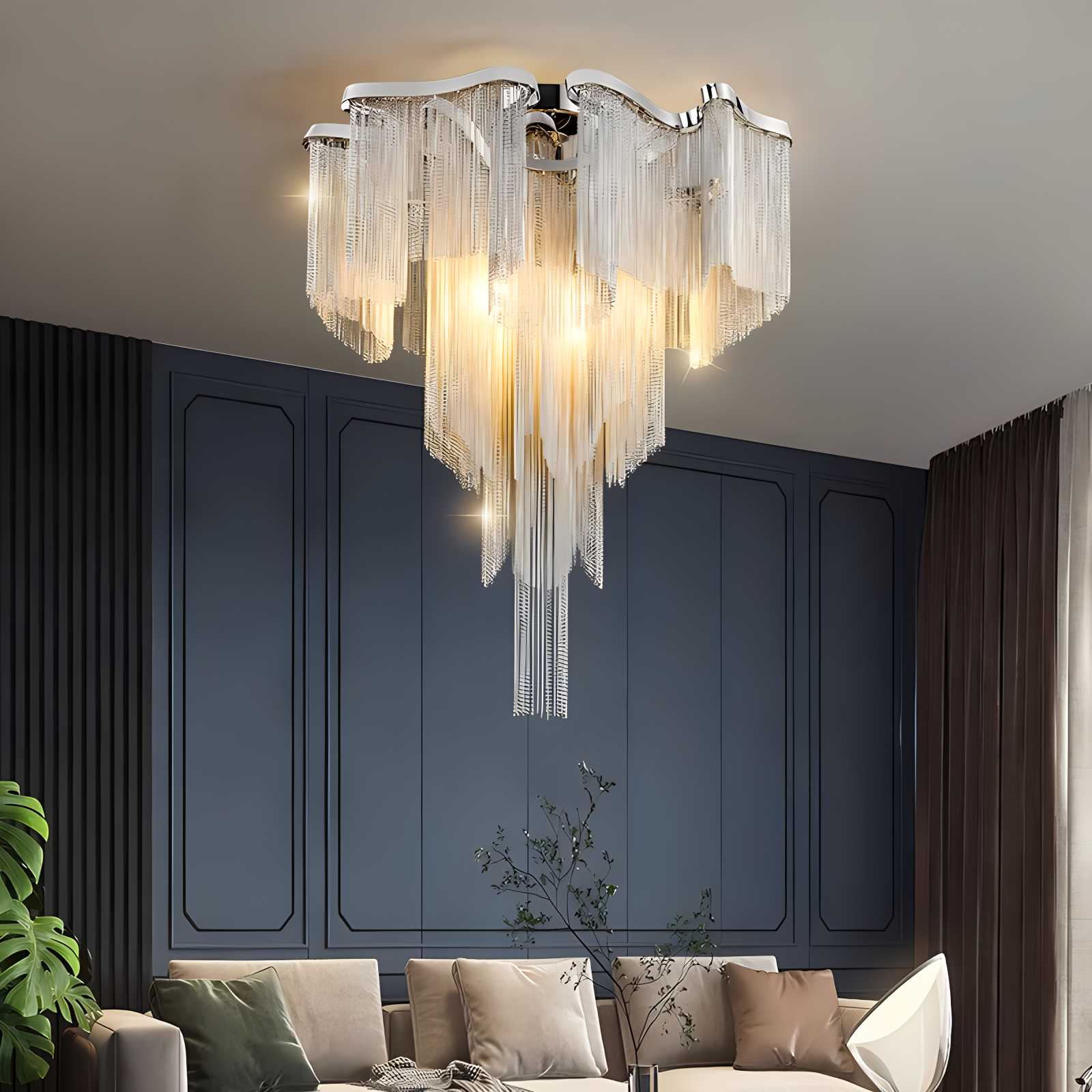 Feyran Aluminum Tassel LED Ceiling Chandelier