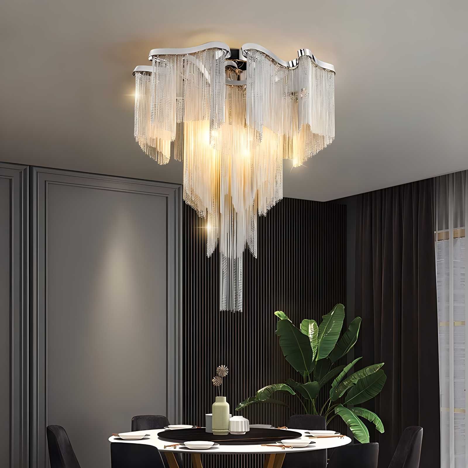 Feyran Aluminum Tassel LED Ceiling Chandelier