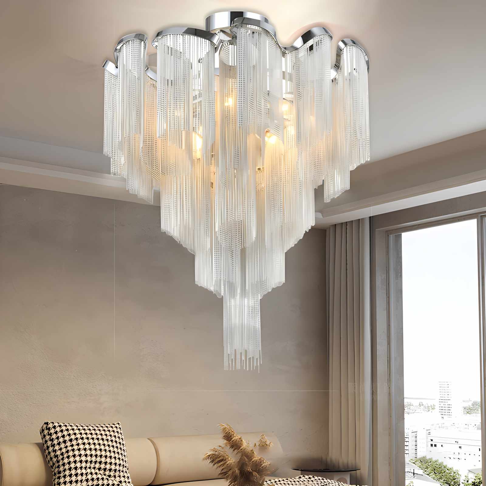 Feyran Aluminum Tassel LED Ceiling Chandelier