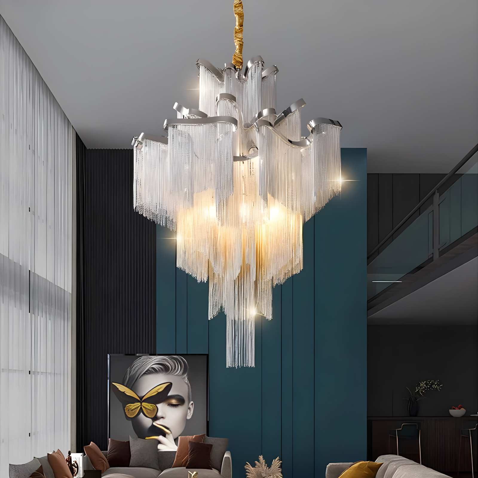 Feyran Aluminum Tassel LED Ceiling Chandelier