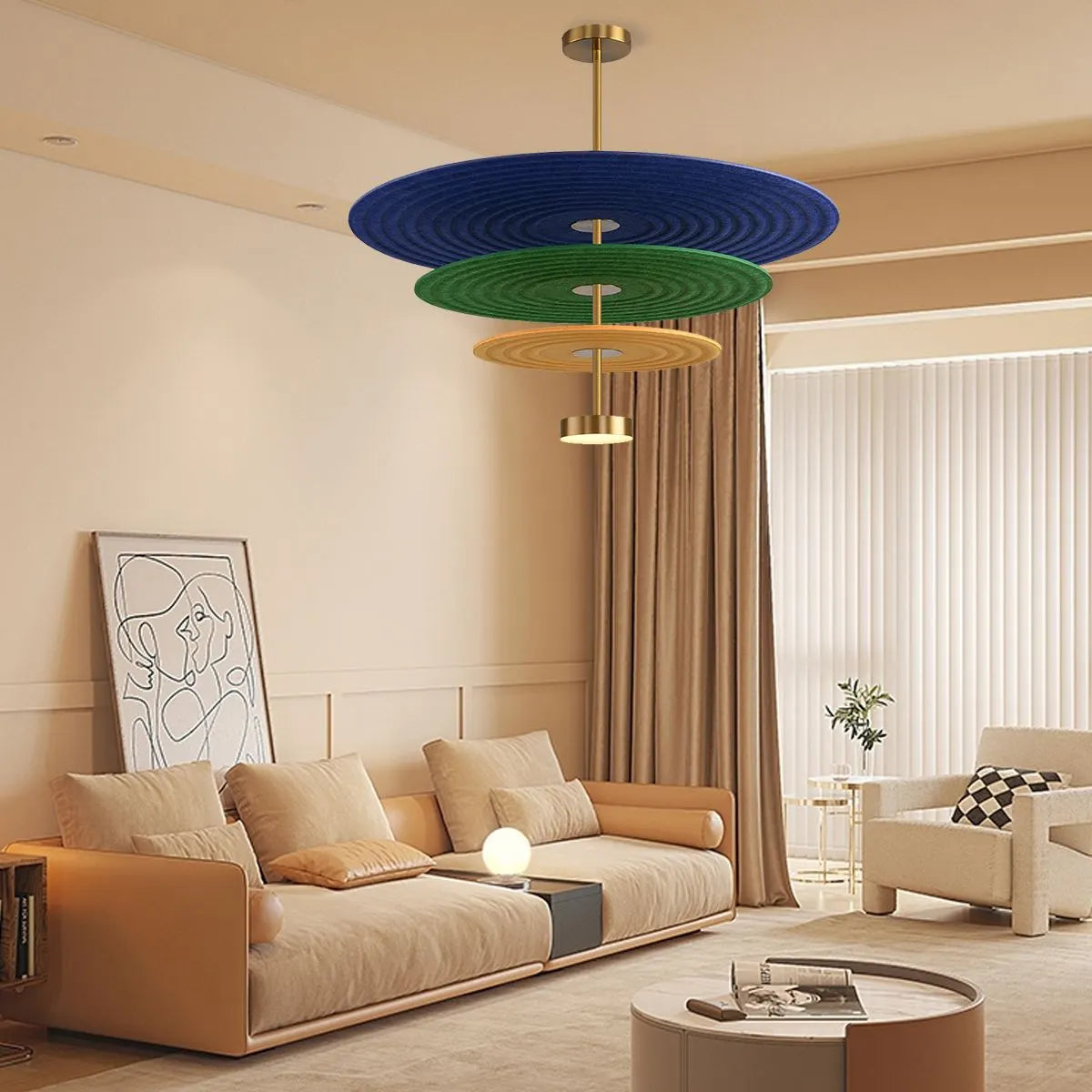 Feyran Three Layer Disk Acoustic Chandelier