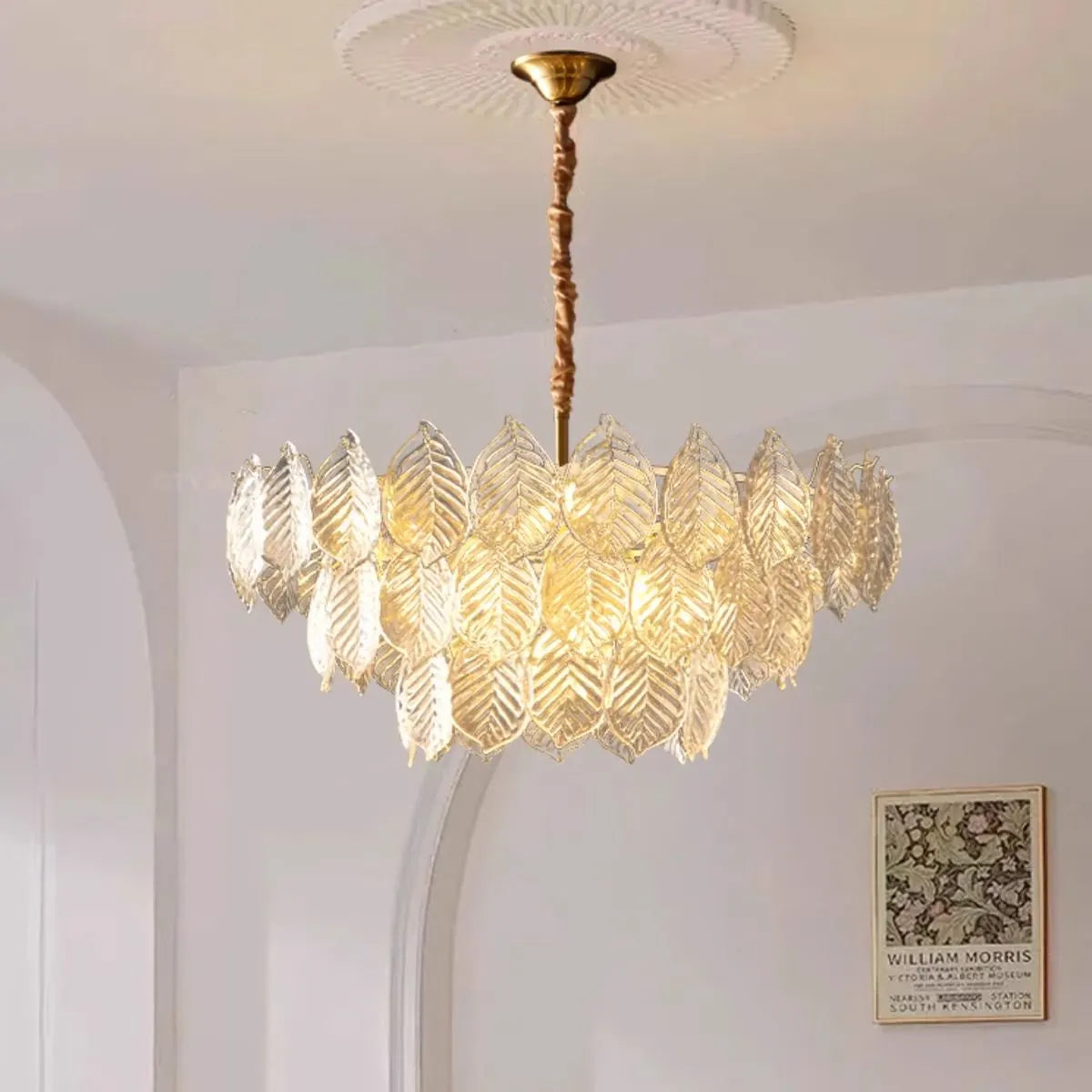 Feyran Tiered Glass Leaf Chandelier