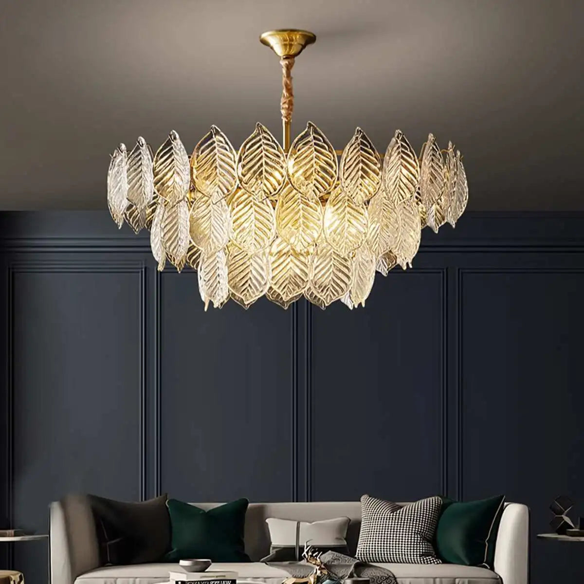 Feyran Tiered Glass Leaf Chandelier