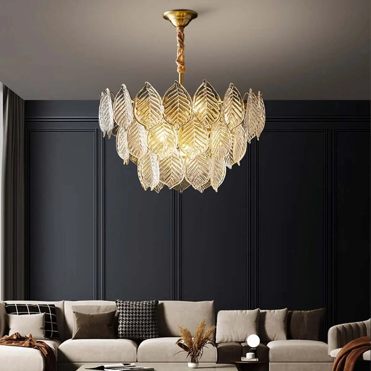 Feyran Tiered Glass Leaf Chandelier