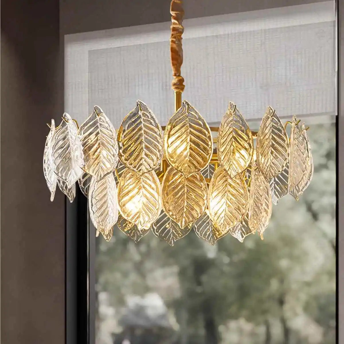 Feyran Tiered Glass Leaf Chandelier