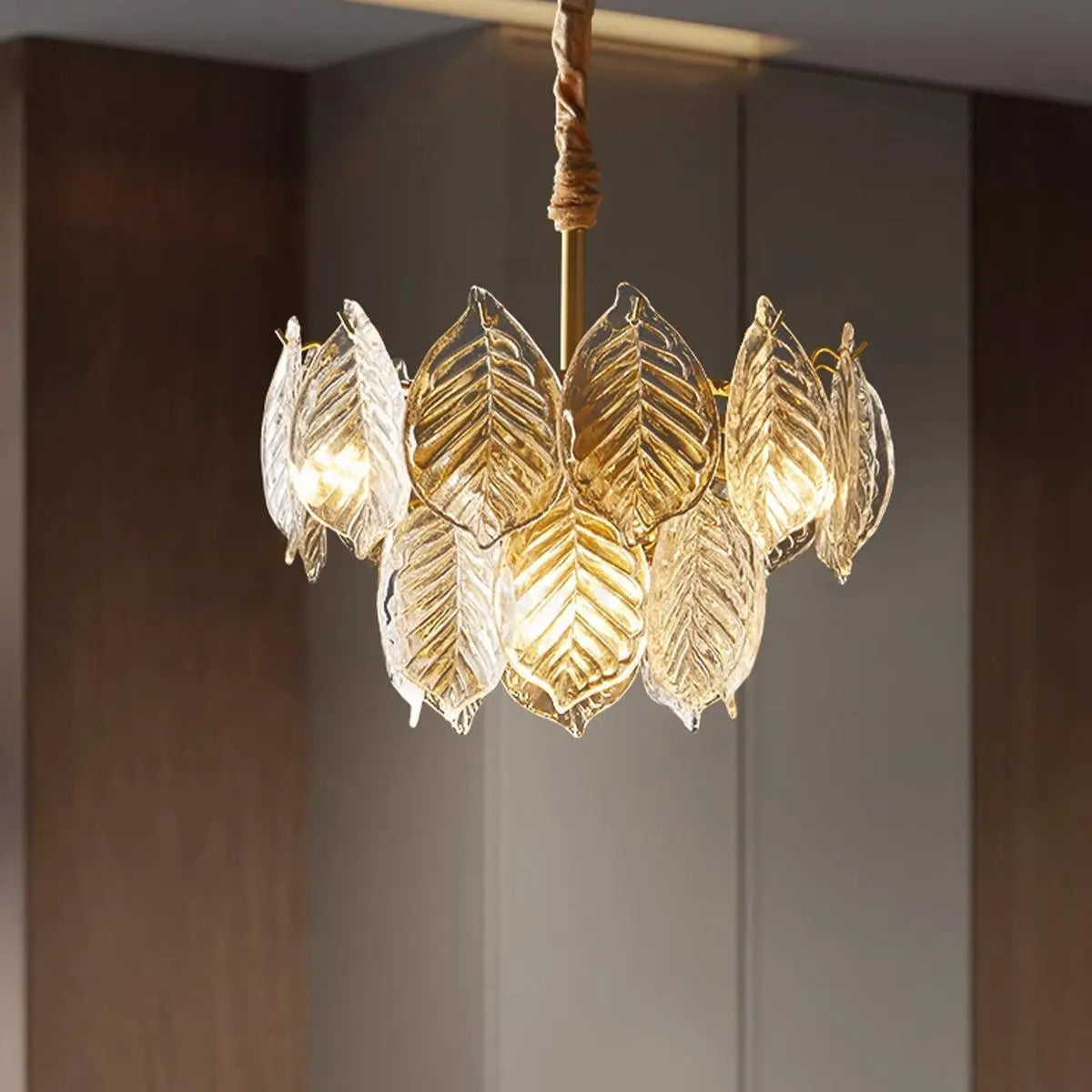 Feyran Tiered Glass Leaf Chandelier