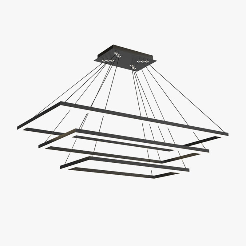 Feyran Modern Black Tiered Rectangular Chandelier